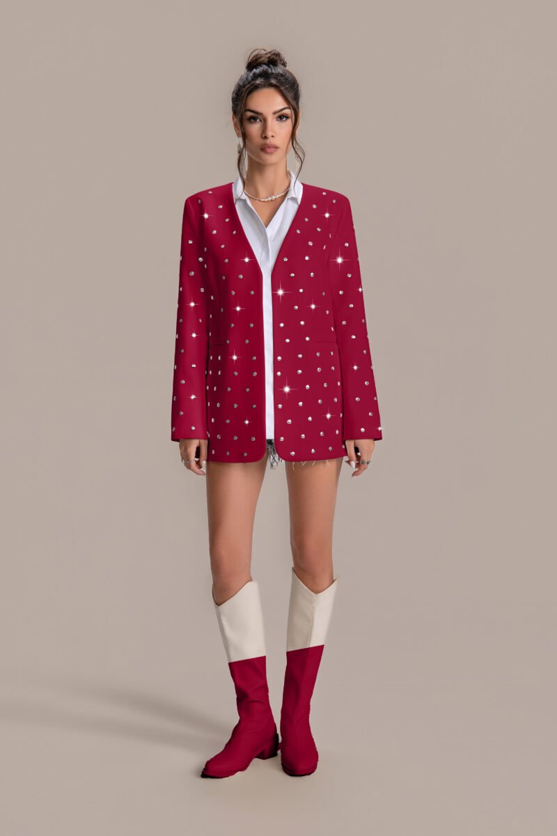 Women's Full Body Round Iron Sequin Blazer - Original Design